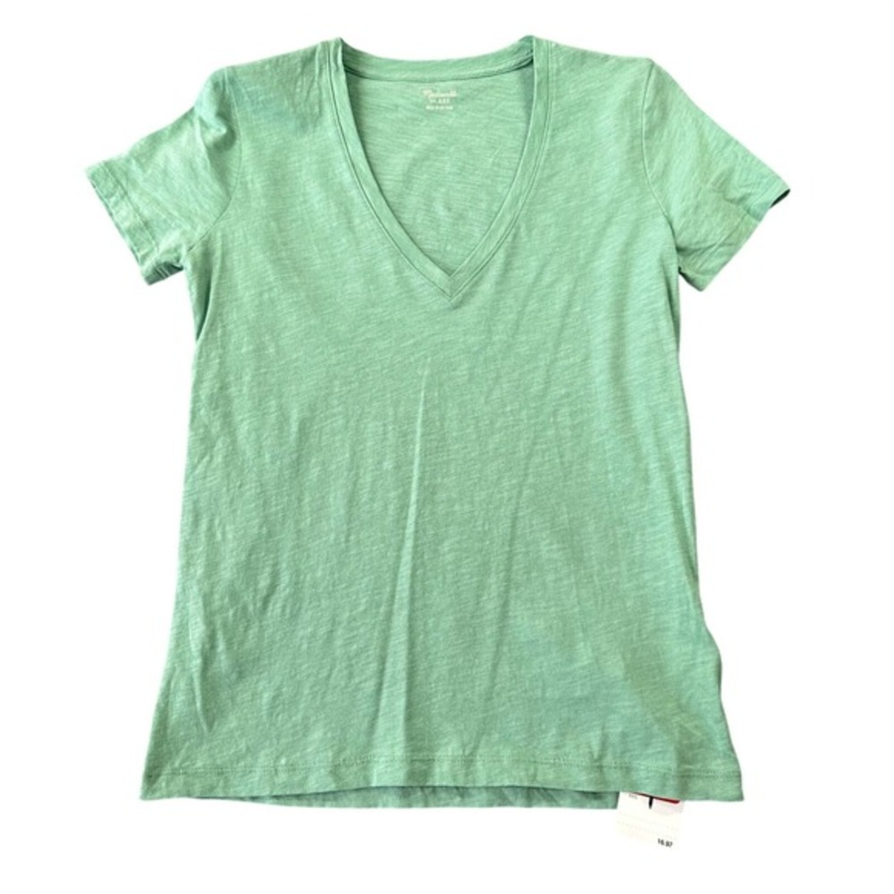 Madewell Whisper‎ Cotton V-Neck Tee Mint Green Short Sleeve T-Shirt Casual NWOT